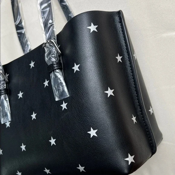 Star Print Tote Bag for Women Top-handle Crossbody Bag in Black - Picture 6 of 13